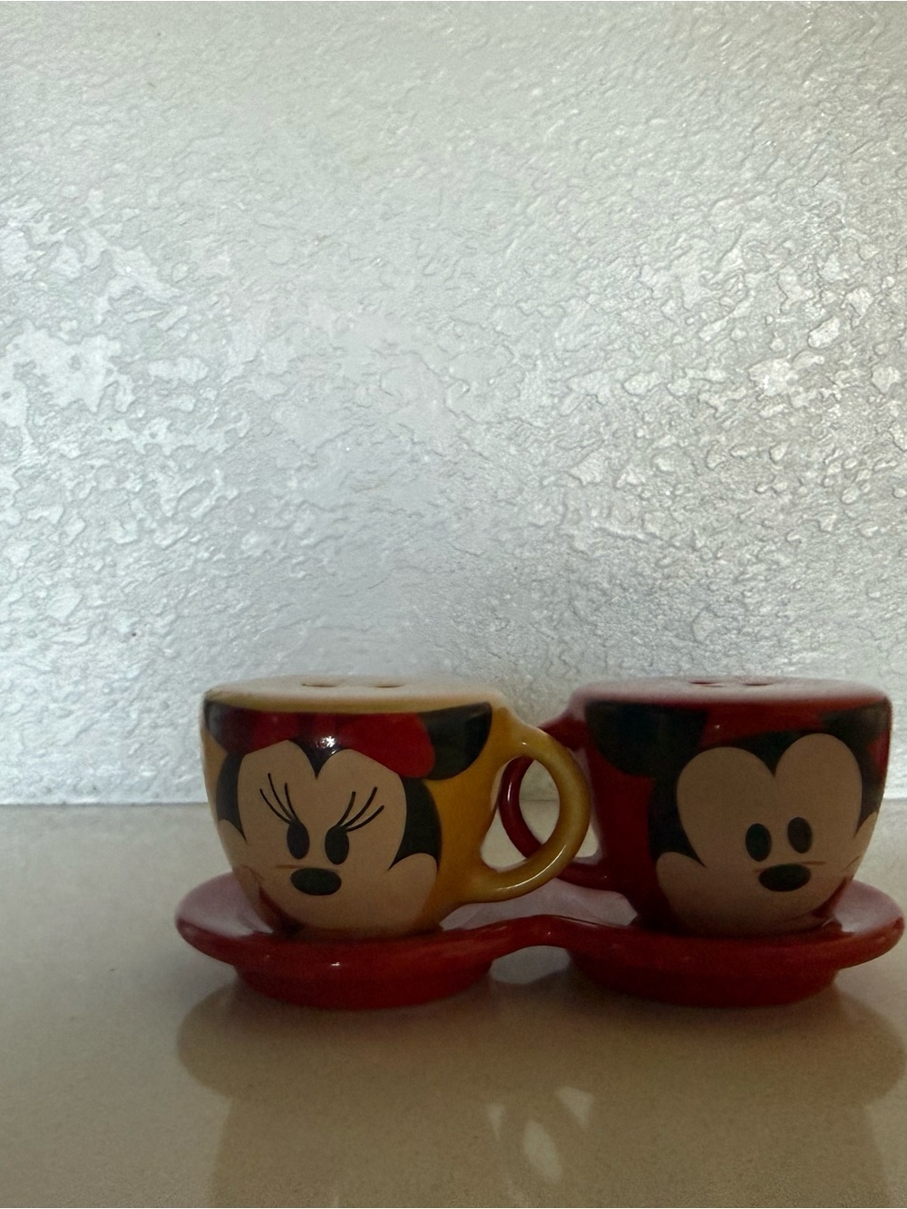 Disney Minnie & Mickey Teacup Salt and Pepper Shakers - Red and Yellow